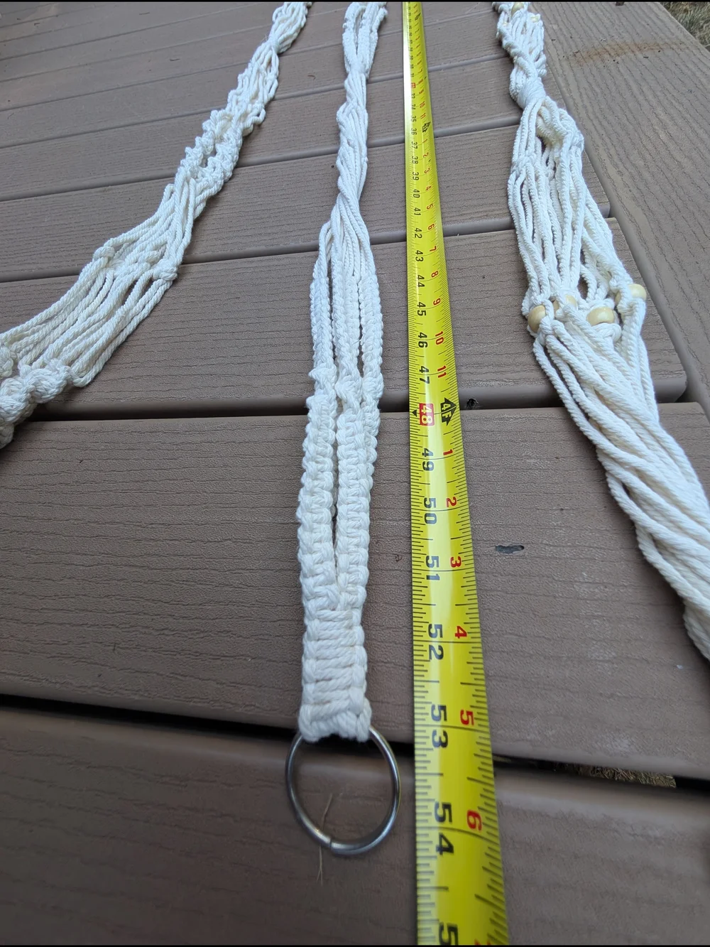 Handmade White Macramé Plant Hangers - Set of 3 holds 6-8 Inch Pots